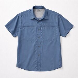 Coleman Men's Blue Short Sleeve Button Up Fishing Shirt XXL Breathable Outdoor